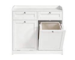 40 x 78,9 x 80,2 cm, Wit, Opbergkast Badkamerkast Wasmandkast Staande Kast met 2 Lades en 2 Uitneembare Wasmanden, Dubbele Handgrepen, Verhoogd Bovenblad, Anti-kantelbeveiliging, Badkamer Slaapkamer Wasruimte