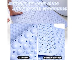 40 x 80 cm Antislip Douchemat met zuignappen - Dikke vierkante mat voor sauna's, baden en gladde gebieden (blauw)