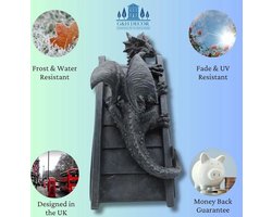 40cm Grijze Hars Gothic Standbeeld Plank Decor - Handgeschilderde Kasteel Boekensteunen - Set van 2 Zware Mythic Fantasy Dragons - Home Office Boekenplank