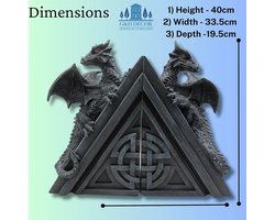40cm Grijze Hars Gothic Standbeeld Plank Decor - Handgeschilderde Kasteel Boekensteunen - Set van 2 Zware Mythic Fantasy Dragons - Home Office Boekenplank