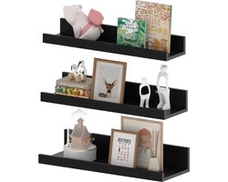 40cm lange zwarte zwevende wandplank voor woonkamer, keuken, kinderkamer of slaapkamer - Set van 3 verschillende maten Beside shelf