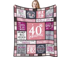 40e verjaardagscadeaus voor vrouwen - Luxe fleece deken 150 x 150 cm voor een onvergetelijke mijlpaal