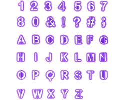 40x Uitsteek vormpjes - Letters en cijfers - Fondant uitstekers - Koekjes vormpjes - Alfabet en getallen - Taart decoratie - Kunststof - Bakaccessoires - Jonyx