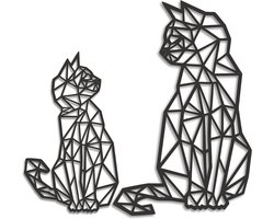 40x26cm en 30x18cm in zwart | Wanddecoratie hout kat wandversiering deco Wall Art decoratieve ornamenten muurkunst hangende decoratie Made Europe