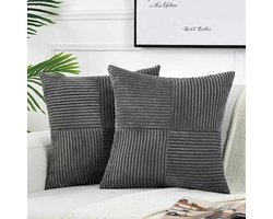 40x40 donkergrijs fluwelen reliëf superzachte kussenhoes decoratieve bank gestreepte stiksels thuis woonkamer kussenhoes 2-pack