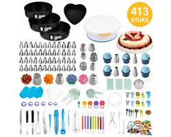 413-delige Taart Decoratie Set - Professionele Bakset met Draaitafel - Patisserie Decoratie Tools - Complete DIY Bak- en Glazuurset