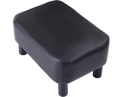 42 cm voetenbank, rechthoekige poef met stabiele houten poten, moderne PU-lederen voetsteun, voetenbankje om schoenen te verwisselen voor woonkamer, gewatteerde zitting voor slaapkamer, zwart, HD-HRF-BD210