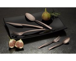42-delige bestekset, bronzen editie, bestek voor maximaal 6 personen, 18/10 roestvrij staal, mat, hoogwaardige bestekset, voor feestelijke tafels, inclusief opbergkoffer