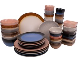 42 delige serviesset - 6 personen - meerkleurig - aardewerk - Earth style - Kade 171 - hip en trendy