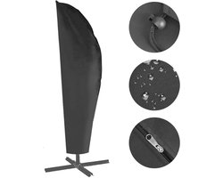 420D Waterdicht Ademend Oxford Stof Parasol Paraplu Cover Weerbestendig Outdoor Parasol 265 x 70cm met Rits en Drawstring - Zwart - Beschermhoes voor Parasol zweefparasolhoes