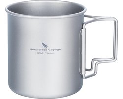 420ml Camping Cup Pot Opvouwbaar Handvat Ultralight Titanium Cup Koffie Mok voor Backpacken - Outdoor Kookgerei