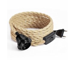 4,5 m 2-aderige linnen elektrische kabel, met E27-fitting en schakelaar, voor doe-het-zelflamp (zonder lamp)