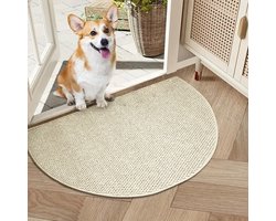 46*60 Cm — Off-White Halfrond Vloerkleed Van Kunstsisal | Antislip, Wasbare Entreemat | Geschikt Voor Voor- En Achterdeuren, Entrees En Keukens