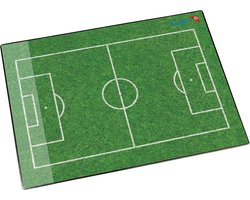 46654 Bureauonderlegger, voetbalveld, 53 x 40 cm, antislip onderlegger voor kinderen, accessoires voor kinderbureau, met transparant zijvak
