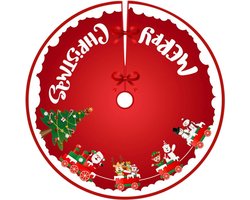 48 Inch Kerstboomrok - Rode Kerstboomrok - Santa Farm Kerstboommat Ornament met Sneeuwvlokken - Geschikt voor Binnen Buiten Kerstvakantie Feest Nieuwjaar Decoratie