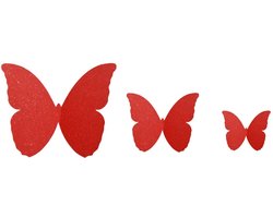 48 stuks 3D vlinder muurstickers afneembare vlinderstickers wandtattoos, voor thuis, bruiloft, decoratie, woonkamer, kinderkamer, meisjes, keuken, raam, meubels, party, wanddecoratie, rood