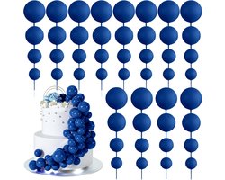 48 stuks ballen, taarttoppers, decoraties, schuim, cupcake-topper, ballen, decoratie voor taart, verjaardag, bruiloft, jubileum (koningsblauw)