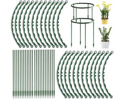 48 stuks halfronde tuinplantensteunen - Kunststof plantensteunen groen 25 x 14 cm