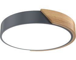 48W LED-plafondlamp, ultradunne houten plafondlamp, koel wit, energiebesparende plafondverlichting voor woonkamer, keuken, badkamer, slaapkamer, kelder, eetkamer (grijs) NAIZY