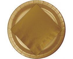 48x Kartonnen bordjes goud 23 cm - Wegwerpborden van karton - Feestbordjes - Feestartikelen tafeldecoratie