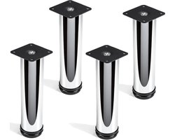 4er-SET meubelpoot JIM Kastvoet chroom Ø 50 mm / Hoogte: 200 mm hoog draagvermogen door sterke buis van SO-TECH