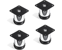 4er-SET Meubelvoet JIM Kastvoet chroom Ø 50 mm / Hoogte: 60 mm hoog draagvermogen door sterke buis van SO-TECH