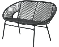 4goodz 2-zits Rattan Tuinbank in Boho-stijl - Zwart