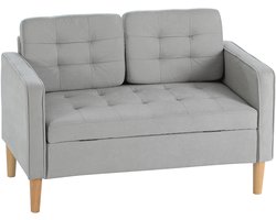 4goodz 2-zitsbank met opbergruimte en knoopgestikte rug - Lichtgrijs