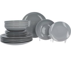 4goodz Aardewerk Serviesset 6 persoons 18-delig - glimmend Grijs