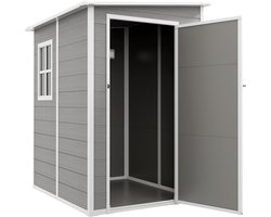 4goodz Aluminium Aanbouw Tuinschuur - 122x149x192/177 cm - Grijs/Wit