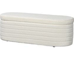 4goodz Bedbank Hocker met Opbergruimte - teddyfleece - 41x116x40 cm - Creme