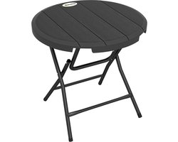 4goodz Bijzettafel Opvouwbaar Kunststof 80 cm rond - zwart