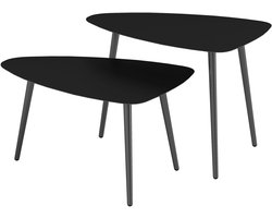 4goodz Bijzettafelset 2-delig staal - weerbestendige tafels - zwart