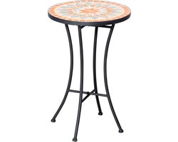 4goodz Bistrotafel mozaiektafel rond 35 cm -Oranje/Wit