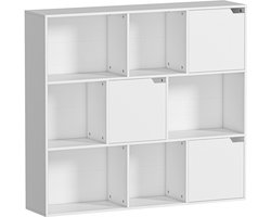 4goodz Boekenkast met 3 deuren en 6 open planken voor woonkamer of slaapkamer -Wit