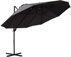 4goodz Duo Parasol Zweefparasol met Draaihendel 440x270x250 cm - Grijs