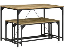 4goodz Eetkamerset Industrieel Design 3-delig voor 4 Personen - Eettafel met 2 Banken