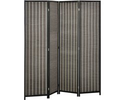 4goodz Kamerscherm Opvouwbaar - Roomdivider Grenenhout/Bamboe 180x180 cm - Bruin/Zwart
