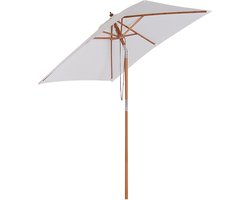 4goodz Kantelbare Parasol Hout Rechthoekig 200x150x235 cm - Creme