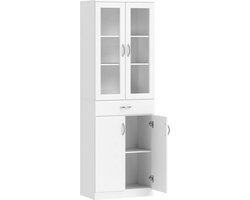 4goodz Keukenkast Buffetkast met glazen deur 60 x 35 x 180 cm - Wit