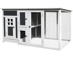 4goodz Kippenhok met Nestkast met 2 Compartimenten Hout - Grijs/Wit