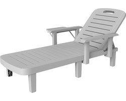 4goodz Ligstoel met tafeltje i-standen Verstelbare Rugleuning - Grijs