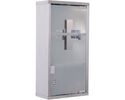 4goodz Medicijnkastje EHBO-kastje met slot RVS 12x25x48 cm