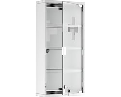 4goodz Medicijnkastje EHBO-kastje met slot RVS 12x30x60 cm