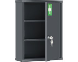 4goodz Medicijnkastje metaal EHBO-kastje met slot 15x40x53 cm - Grijs