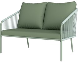 4goodz Polyrattan 2-zits tuinbank met kussens - Groen