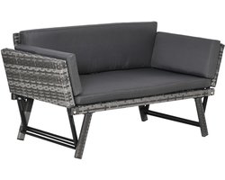 4goodz Polyrattan Tuinbank 2-zits met opklapbare armleuningen - Grijs