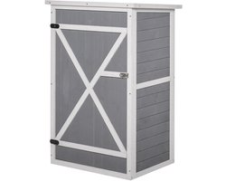 4goodz Tuinkast Houten Berging 56x75x115 cm - Grijs/Wit