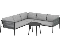 4goodz Tuinmeubelset voor 6 Personen Rattan Loungeset met Hoekbank met Tafel en Kussens
