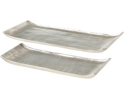 4goodz Zilveren Decoratieve Dienbladen Set – 2 Stuks Aluminium